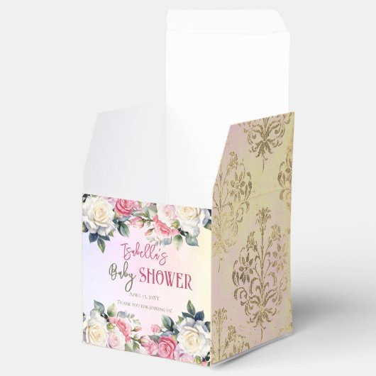 小さなバラフローラ女の子の赤ちゃんシャワーありがとう フェイバーボックス (オープン)
