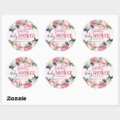 小さなバラフローラ女の子の赤ちゃんシャワーありがとう ラウンドシール (シート)