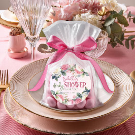 小さなバラフローラ女の子の赤ちゃんシャワーありがとう ラウンドシール