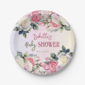 小さなバラフローラ女の子ベビーシャワー ペーパープレート (正面)