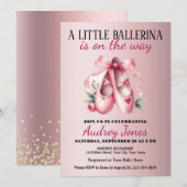 小さなバレリーナが赤ちゃんシャワーの途中にある 招待状 (正面/裏面)