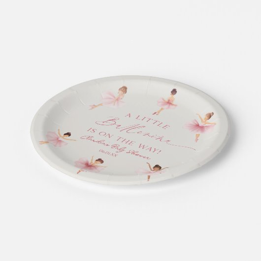 小さなバレリーナピンクバレエの赤ちゃんシャワー ペーパープレート (アングル)