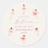 小さなバレリーナピンクバレエの赤ちゃんシャワー ラウンドシール (正面)