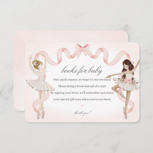 小さなバレリーナベビーの本の赤ちゃんシャワー挿入用 エンクロージャーカード (正面/裏面)