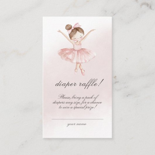 小さなバレリーナ水の色おむつラッフル エンクロージャーカード (正面)