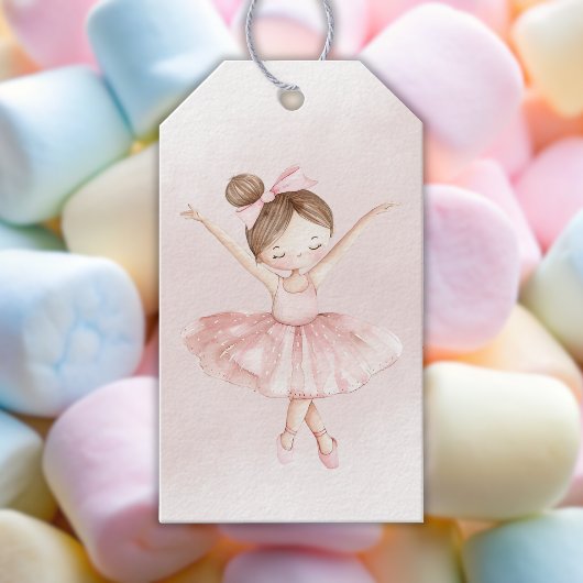 小さなバレリーナ水の色の女の子ベビーシャワー ギフトタグ