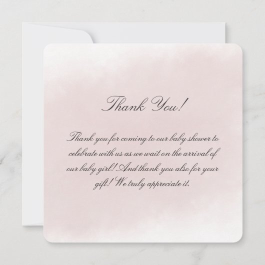 小さなバレリーナ水の色の女の子ベビーシャワー サンキューカード (裏面)