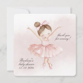 小さなバレリーナ水の色の女の子ベビーシャワー サンキューカード (正面)