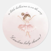 小さなバレリーナ水の色の女の子ベビーシャワー ラウンドシール (正面)