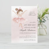 小さなバレリーナ水の色の女の子sipと参照 招待状 (スタンド正面)