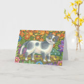 小さなバーディーが私に言った、猫の誕生日カーカスタマイズド カード (黄色い花)