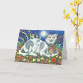 小さなバーディーが私に言った、猫の誕生日カーカスタマイズド カード (黄色い花)