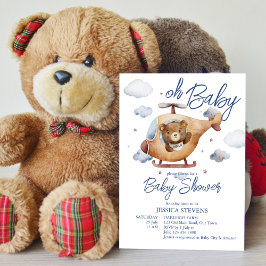 小さなパイロットヘリコプターの赤ちゃんシャワー 招待状