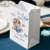 小さなパイロット飛行機の赤ちゃんシャワーのお願い ミディアムペーパーバッグ