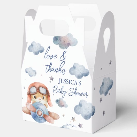 小さなパイロット飛行機の赤ちゃんシャワー フェイバーボックス (オープン)