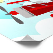 小さなパイロット 赤い飛行機 赤ちゃんの写真 誕生 統計 ポスター (角)