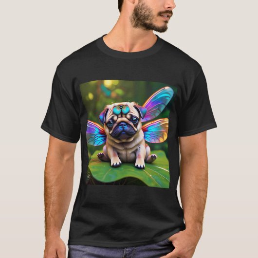 小さなパグのトンボ Tシャツ (正面)