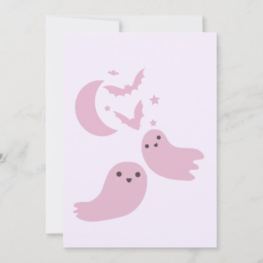 小さなパステルピンクのハロウィーンの赤ちゃんシャワー 招待状 (裏面)