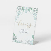 小さなパステルブルーの花は台座を支持する 台座サイン (正面)