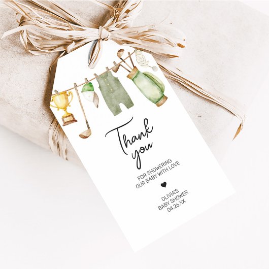 小さなパターゴルフの赤ちゃんシャワーメッセージカード ギフトタグ