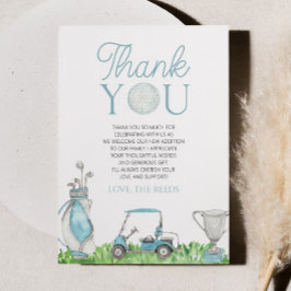 小さなパターブルーゴルフベビーシャワー サンキューカード