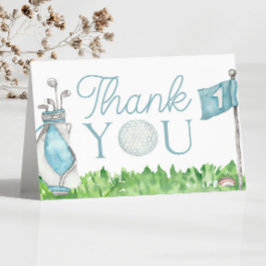 小さなパターブルーゴルフベビーシャワー サンキューカード