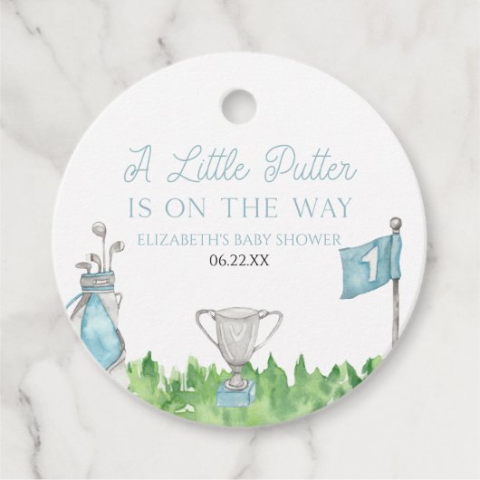 小さなパターブルーゴルフベビーシャワー フェイバータグ (正面)