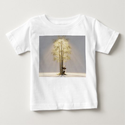 小さなパンダの蓮の花 ベビーTシャツ (正面)