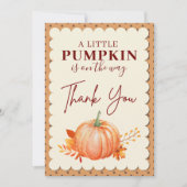 小さなパンプキンのベイビーシャワーフォール感謝カード 招待状 (正面)
