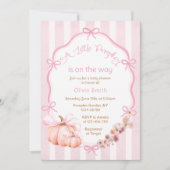 小さなパンプキンの秋のピンクのベイビーシャワー招待状 招待状 (正面)