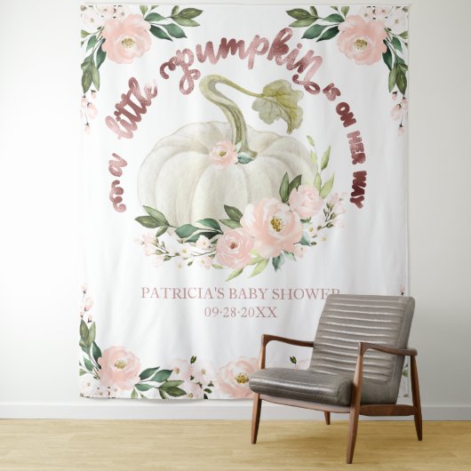 小さなパンプキンの秋のベイビーシャワーの背景 タペストリー (インサイチュ)