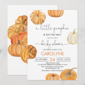小さなパンプキンの秋のベビーシャワー招待状 招待状 (正面/裏面)