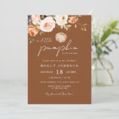 小さなパンプキンの秋 ニュートラル ベビーシャワー 招待状 (スタンド正面)