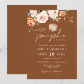 小さなパンプキンの秋 ニュートラル ベビーシャワー 招待状 (正面/裏面)