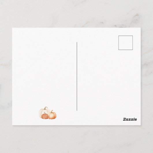 小さなパンプキンの秋　男女問わないベイビーシャワー ポストカード (裏面)
