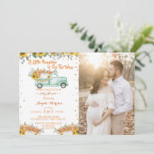 小さなパンプキンブルートラックベイビーシャワー 招待状 (スタンド正面)