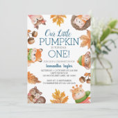小さなパンプキン、1歳のお誕生日、1歳の誕生日招待状 招待状 (スタンド正面)