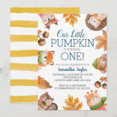 小さなパンプキン、1歳のお誕生日、1歳の誕生日招待状 招待状 (正面/裏面)