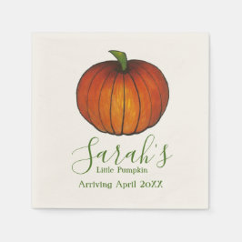 小さなパーソナライズされたオレンジ色のカボチャの赤ちゃんシャワー スタンダードカクテルナプキン