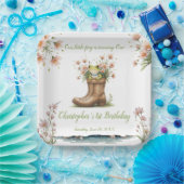 小さなパーソナライズされたカエルのフロギー1歳の誕生日 ペーパープレート (パーティー)