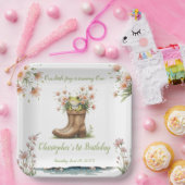 小さなパーソナライズされたカエルのフロギー1歳の誕生日 ペーパープレート (パーティー)