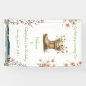 小さなパーソナライズされたカエルのフロギー1歳の誕生日 横断幕 (横)