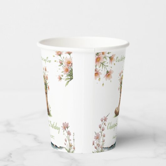 小さなパーソナライズされたカエルのフロギー1歳の誕生日 紙コップ (右)