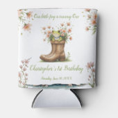 小さなパーソナライズされたカエルのフロギー1歳の誕生日 缶クーラー (正面)