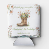 小さなパーソナライズされたカエルのフロギー1歳の誕生日 缶クーラー (裏面)