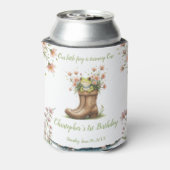 小さなパーソナライズされたカエルのフロギー1歳の誕生日 缶クーラー (缶裏面)