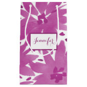 小さなパーソナライズされたフローラデザインピンク抱き枕 スモールペーパーバッグ (正面)