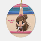 小さなパーソナライズされた体操少女クリスマスセラム セラミックオーナメント (左)