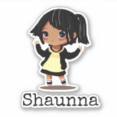 小さなパーソナライズされた漫画の少女 シール (正面)