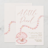 小さなパールがやってくる ベビーシャワー 招待状 (正面/裏面)